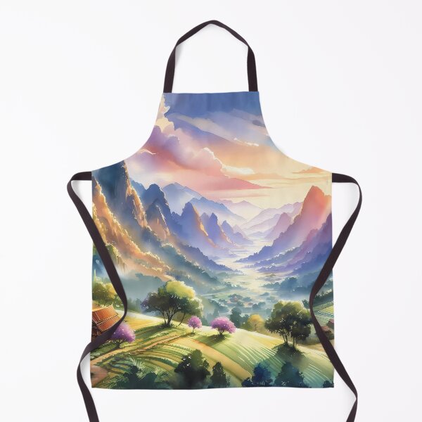 Item preview, Serene Valley at Sunrise with Traditional Mountain Villages designed and sold by Vitalka-uk.