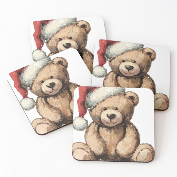 Item preview, funny  vintage Teddy bear wearing Santa hat designed and sold by Meandmyshop.