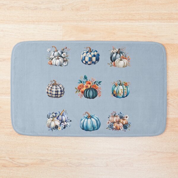 Item preview, Blue pumpkin set - 9 pieces watercolor floral blue halloween pumpkins designed and sold by EmeraldeaArt.