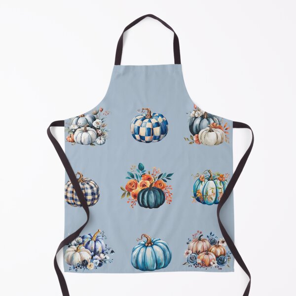 Item preview, Blue pumpkin set - 9 pieces watercolor floral blue halloween pumpkins designed and sold by EmeraldeaArt.