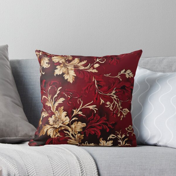 Item preview, MOTIF FLORAL ET TROPICAL O30 - Articles cadeaux et usage personnel / Toile, Rouge foncé, Grenat, Feuilles, Bordeaux, Fleurs, Crème, Or, Vintage, Ornementé, Vectoriel, Art designed and sold by LumDesignArt.