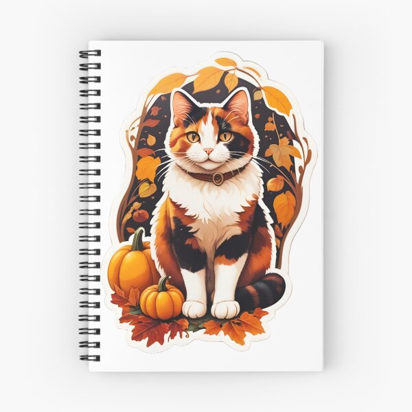 Item preview, ORANGE CALICO CAT FALL AUTUMN LEAVES STICKER designed and sold by Arts4U.