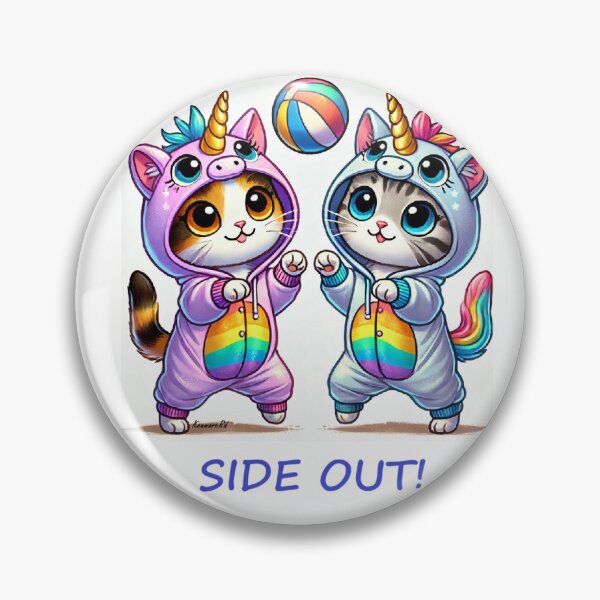 Item preview, Side Out - Cats in Unicorn Onesies Playing Volleyball designed and sold by KenmoreRd.