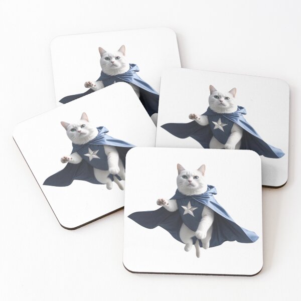 Item preview, FLYING WHITE KITTY SUPER HERO STICKER designed and sold by Arts4U.