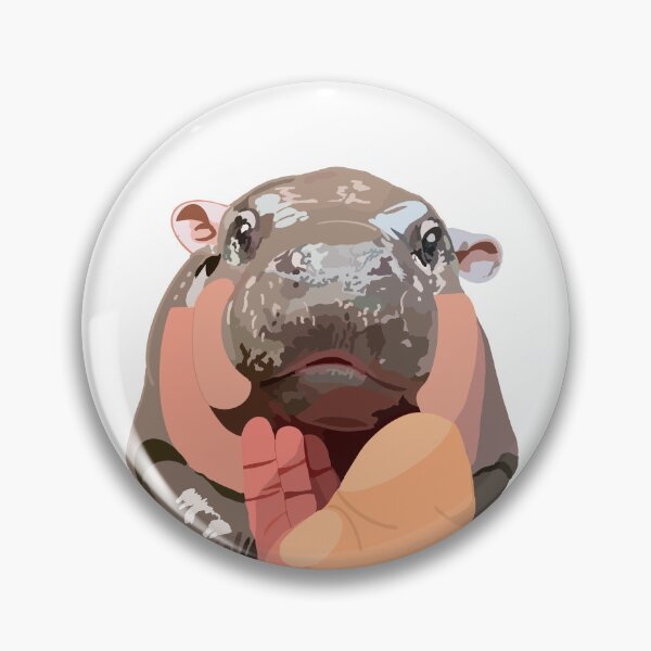 Item preview, Dibujo digital realista de hipopótamo bebé Moo Deng designed and sold by CATC0MMANDER.
