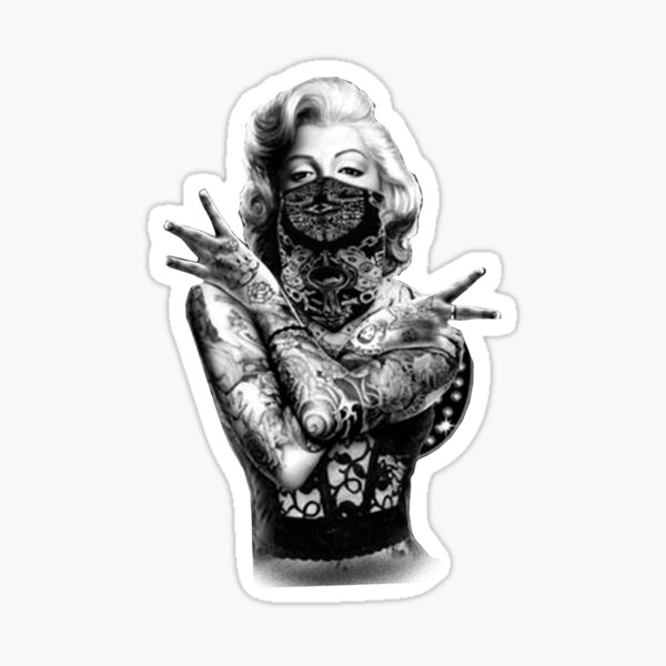 Marilyn Respect Gun Tats Bandana Marilyn Monroe Gangster SWEAT SHIRT