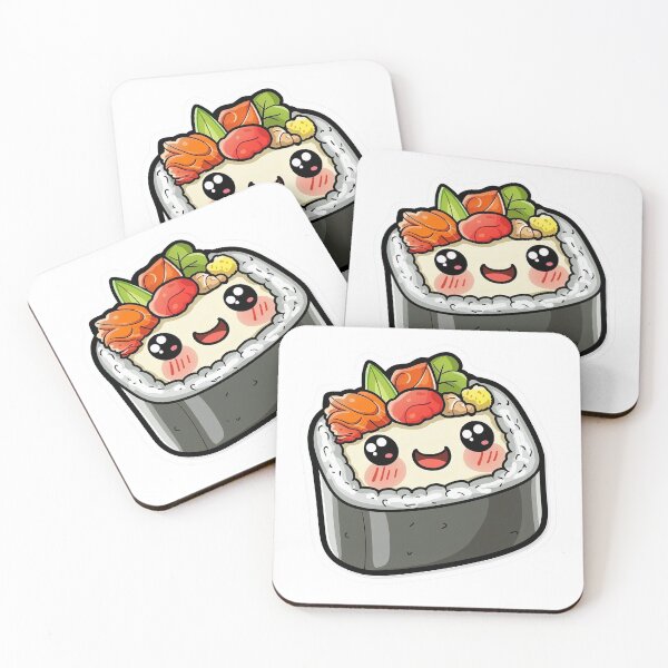 Item preview, Kawaii Sushi Roll Sticker for Food and Anime Lovers designed and sold by Liseri.