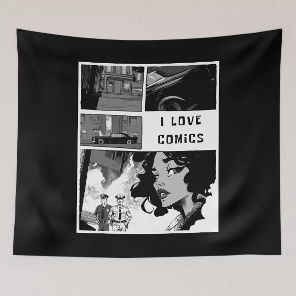 Item preview, I love comics, black and white comics-style artwork designed and sold by silent-violin.