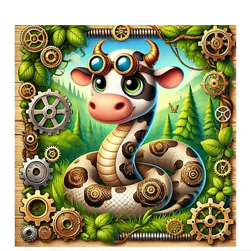 Artwork thumbnail, Steampunk Cow Reticulated Python by Sillytoe
