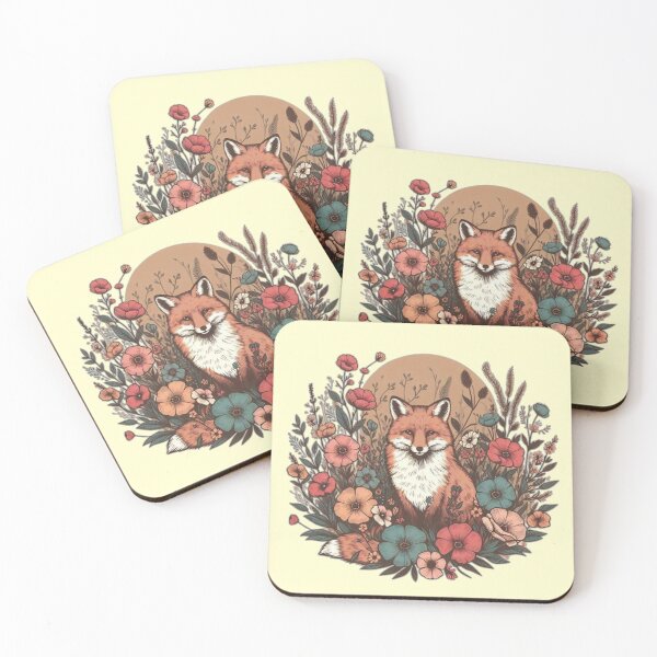 Item preview, Fox with Flowers designed and sold by roni-and-rye.