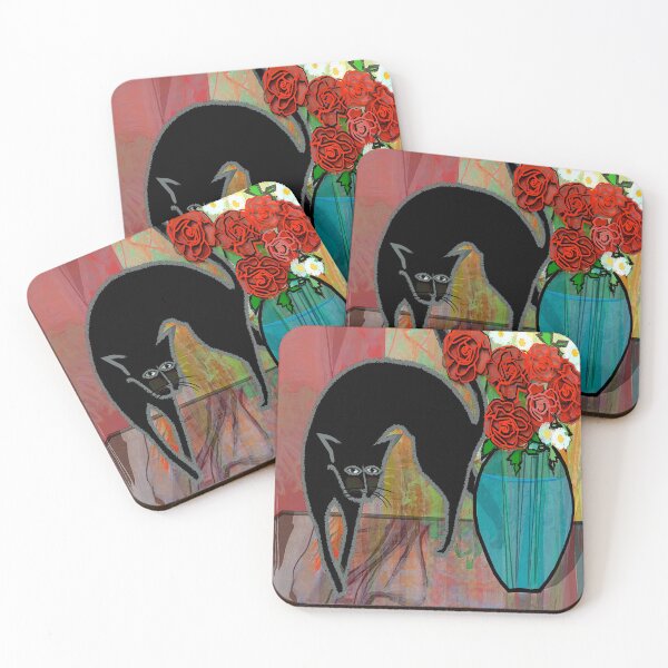 Item preview, Black Cat & Roses designed and sold by ViaARTfactory.