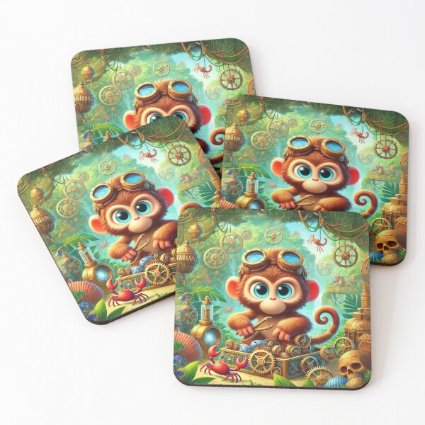Item preview, Steampunk Crab-Eating Macaque designed and sold by Sillytoe.
