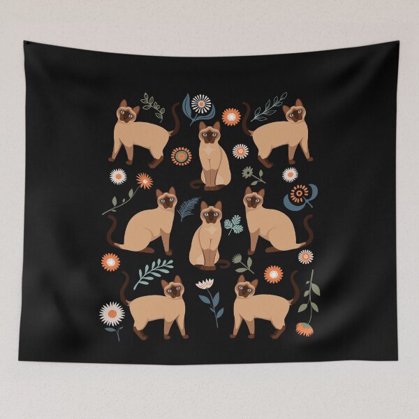 Item preview, Siamese Cat Flowers designed and sold by Clara Hollins.