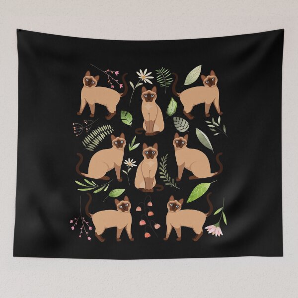 Item preview, Siamese Cat Flowers designed and sold by Clara Hollins.