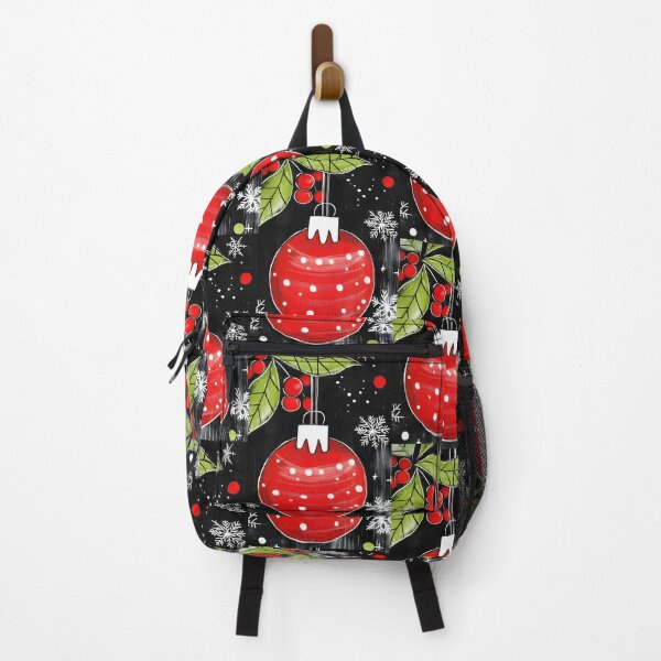 Item preview, Festive Christmas Red Ornament with Polka Dots, Snowflakes, and Holly Leaves AI Generated Abstract Art designed and sold by OlfactoART Studio.