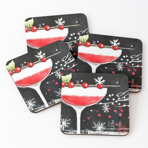 Item preview, Festive Christmas Cocktail with Holly Garnish and Winter Snowflake Accents AI Generated Abstract Art designed and sold by OlfactoART Studio.