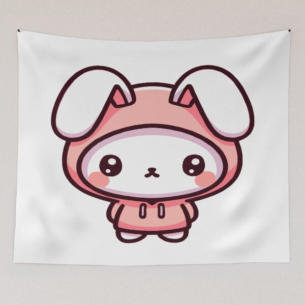 Item preview, Cute rabbit in kawaii chibi style wearing a red sweater/hoodie/sweatshirt designed and sold by AdrianMDesigns.