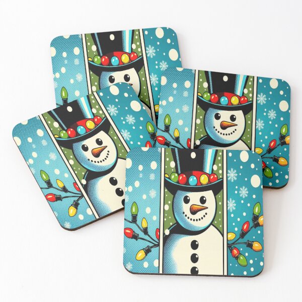 Item preview, christmas Snowman with a garland of Christmas bulbs,rbcozyholidays,CozyHolidays designed and sold by Expressions-Sel.