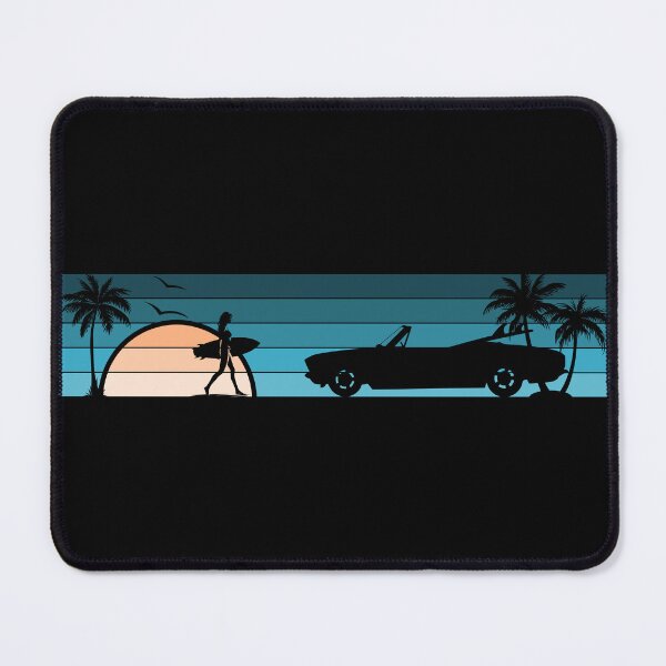 Item preview, Corvair Convertible 1965 1966 1967 1968 1969 Surfer Girl Sunset Beach Vintage Style Cyan Peach designed and sold by FlatSixGraphics.