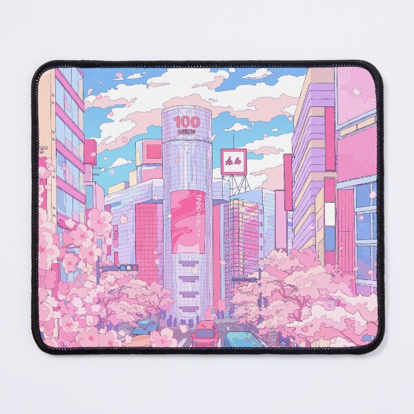 Item preview,  Urban Tokyo downtown and pink sakura blossom  designed and sold by AnGoArt.