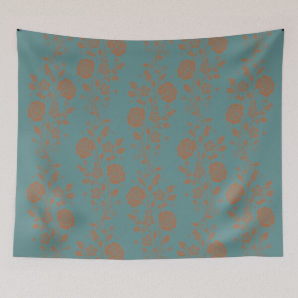 Item preview, ROSES - BRAN BROWN ON TEAL BLUE designed and sold by CONTRAPINK.