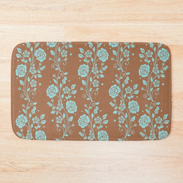 Item preview, ROSES - SHELL BLUE ON BRAN BROWN  designed and sold by CONTRAPINK.