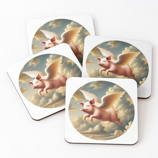 Item preview, Flying Pig 2 Renaissance style painting designed and sold by Trish Hart.