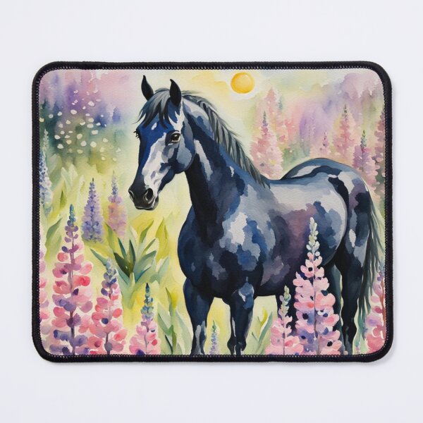 Item preview, Black Horse In Lupine Flowers designed and sold by Gabriela McDaniel.