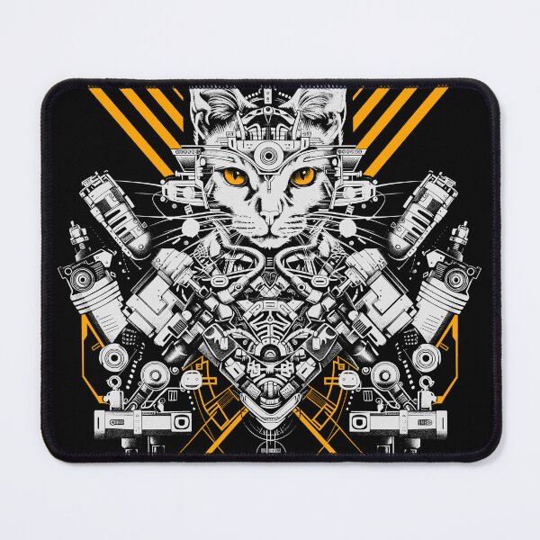 Item preview, Robot Cat Cyberpunk Aesthetic Sci-Fi Illustration designed and sold by Darmoks-Geeks.