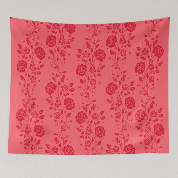 Item preview, ROSES - CHERRY RED ON CORAL RED designed and sold by CONTRAPINK.
