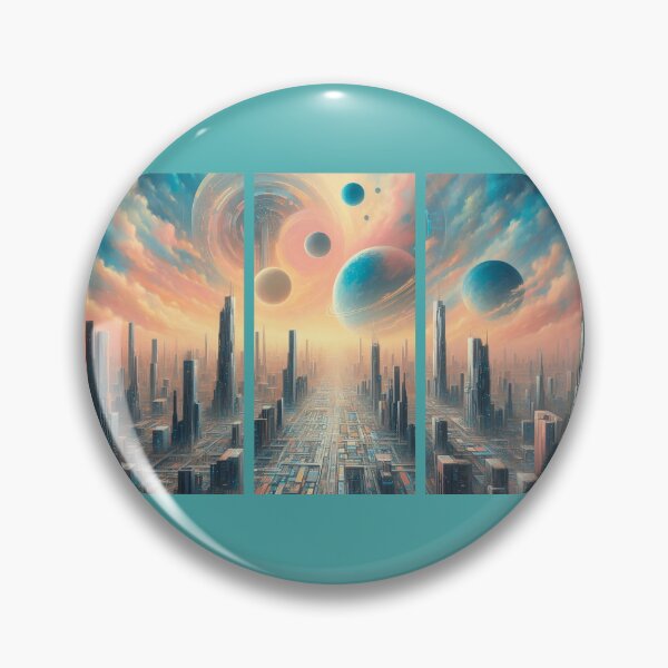 Item preview, Futuristic cityscape triptych designed and sold by Foxlindesigns.