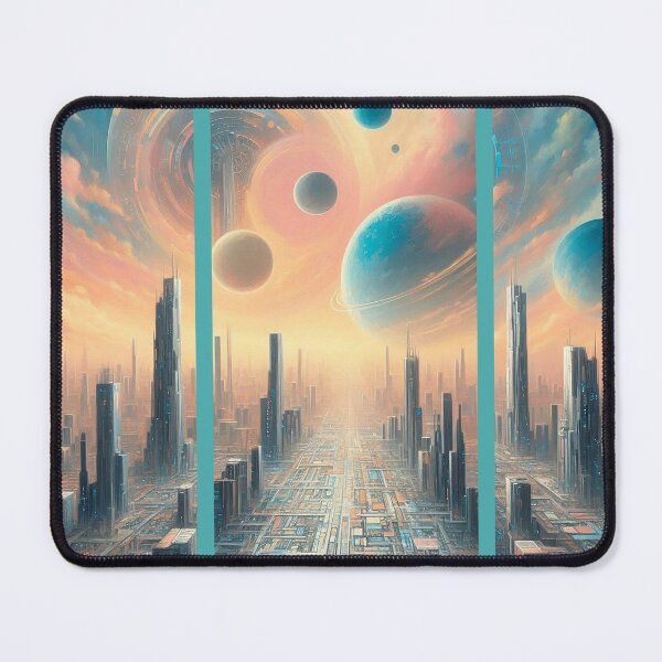 Item preview, Futuristic cityscape triptych designed and sold by Foxlindesigns.