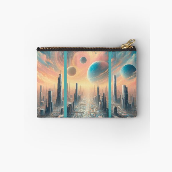 Item preview, Futuristic cityscape triptych designed and sold by Foxlindesigns.
