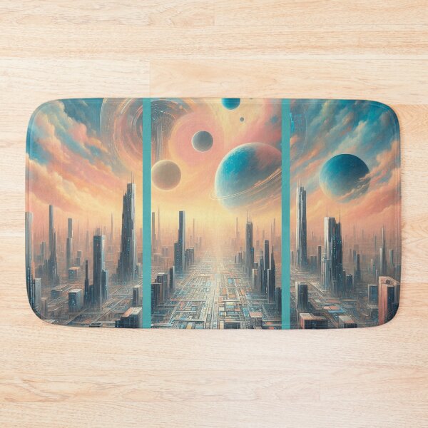 Item preview, Futuristic cityscape triptych designed and sold by Foxlindesigns.