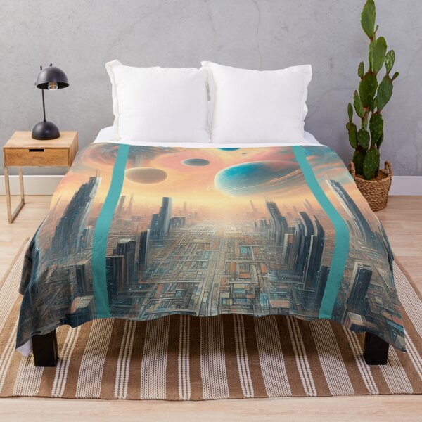 Item preview, Futuristic cityscape triptych designed and sold by Foxlindesigns.