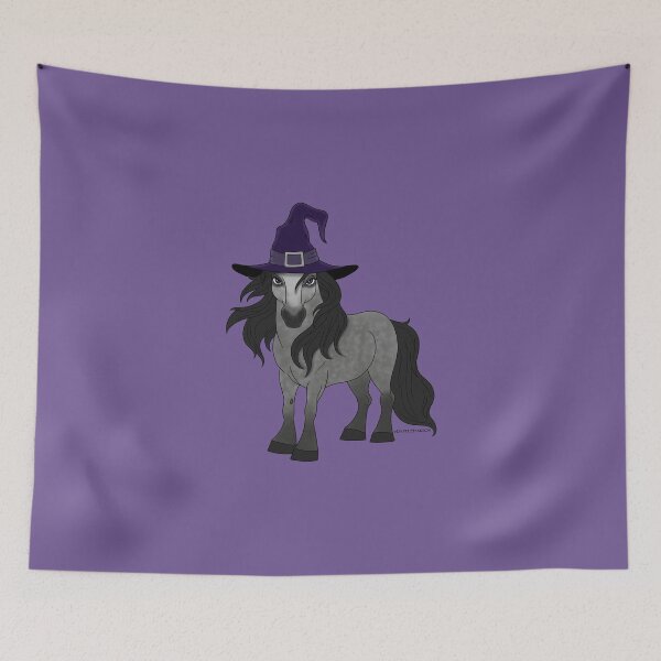 Item preview, Magical Gray Pony Wearing a Purple Witch Hat designed and sold by DappledMoon.