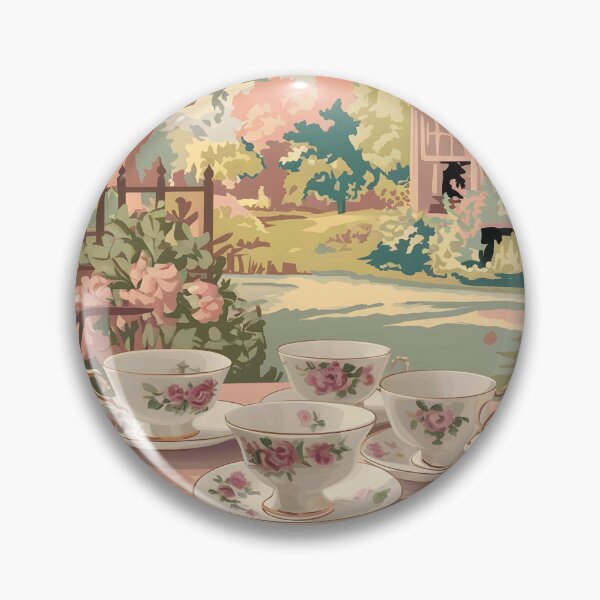 Item preview, Garden Tea Party | Elegant Floral Teacups and Scenic Bliss designed and sold by VeilArtistry.