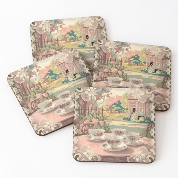 Item preview, Garden Tea Party | Elegant Floral Teacups and Scenic Bliss designed and sold by VeilArtistry.