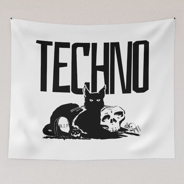 Item preview, TECHNO  - Black Cat Pumpkin vibe (Black)  designed and sold by Discothreadz.