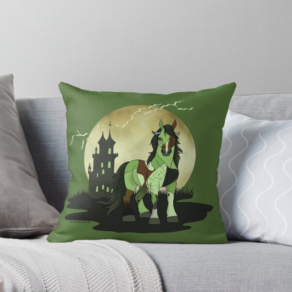 Item preview, Cartoon Fraken-Pony in front of Castle and Moon designed and sold by DappledMoon.
