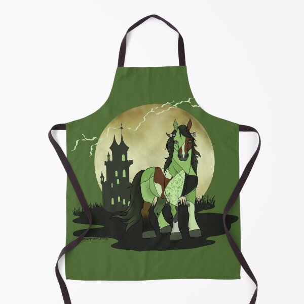 Item preview, Cartoon Fraken-Pony in front of Castle and Moon designed and sold by DappledMoon.