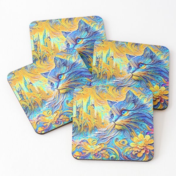 Item preview, Vibrant Feline in Swirling Color Fantasy designed and sold by blackhalt.