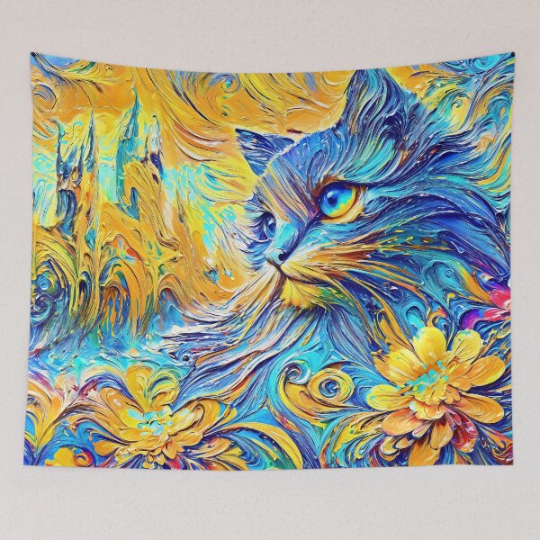 Item preview, Vibrant Feline in Swirling Color Fantasy designed and sold by blackhalt.