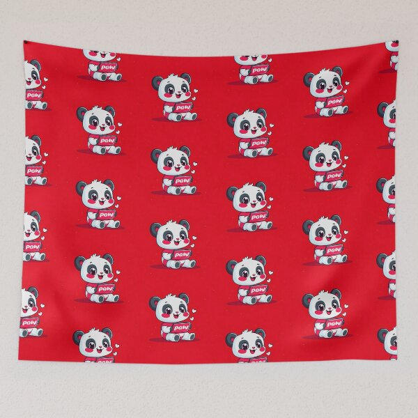 Item preview, Panda with heart in red background cartoon style designed and sold by KimierArt.