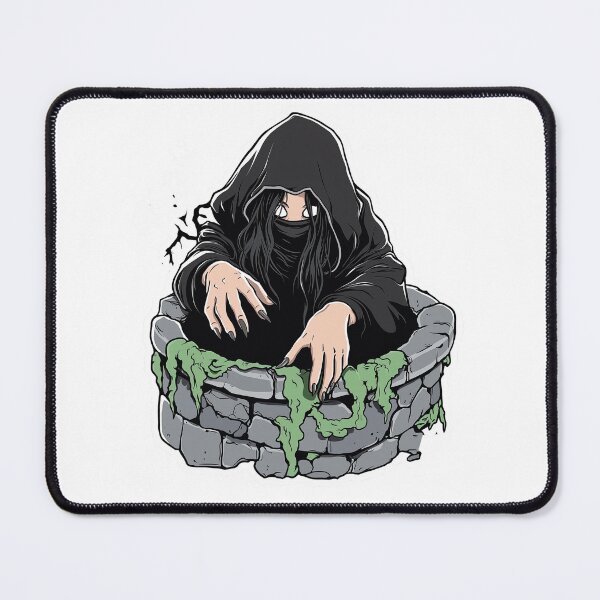 Item preview, mysterious figure in dark hood emerges from stone well, with long designed and sold by put1mali19.