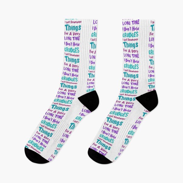 Item preview, I Don't Hold Grudges, I Just Remember Things For A Very Long Time. Funny, Sarcastic, Attitude, Design. Blue and Purple Writing. designed and sold by That Cheeky Tee.