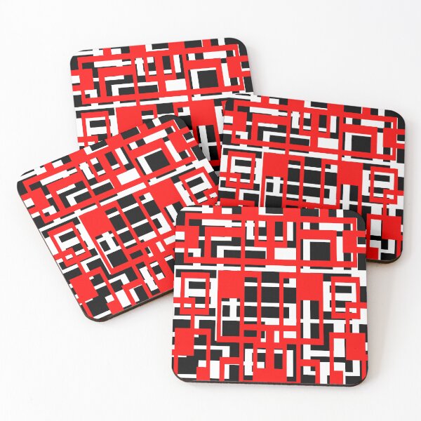 Item preview, Geometric Shapes Pattern Red White Black Background designed and sold by taiche.