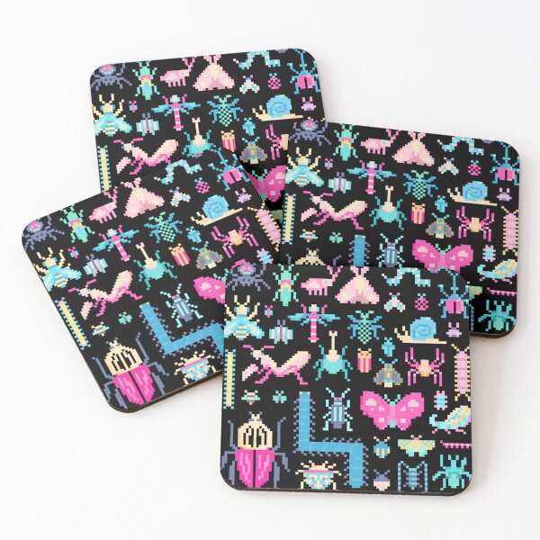 Item preview, Pretty Pixel Art of Insects Pattern designed and sold by narwhalwall.