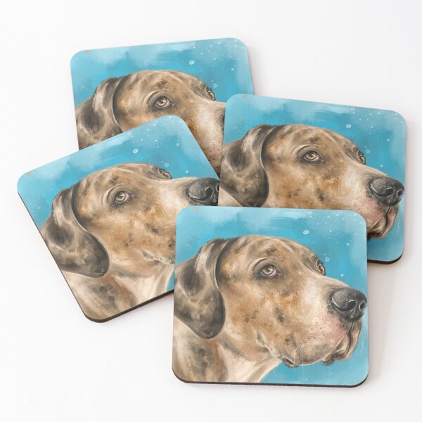 Item preview, Painting of a Brown Great Dane on a Light Blue Background designed and sold by ibadishi.