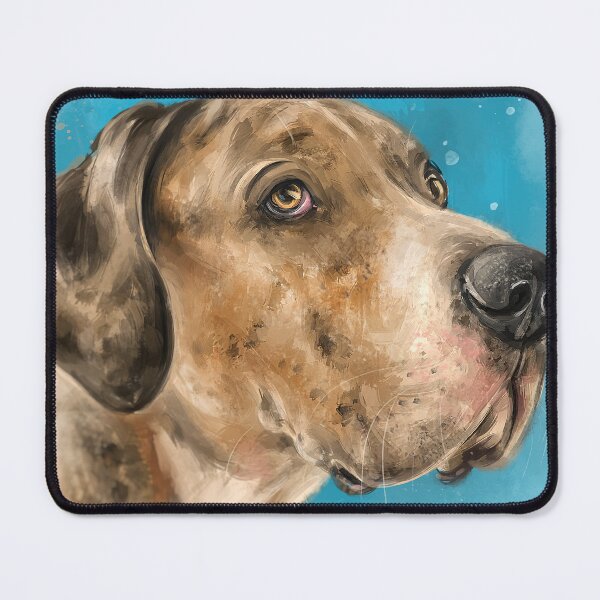 Item preview, Painting of a Brown Great Dane on a Light Blue Background designed and sold by ibadishi.